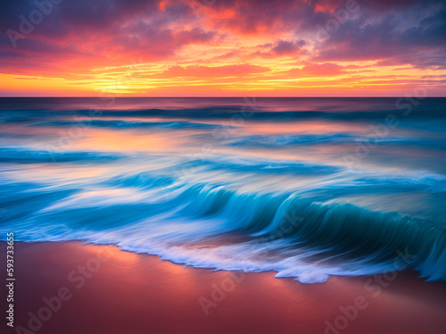 Ocean waves  seascape photography. AI generated illustration