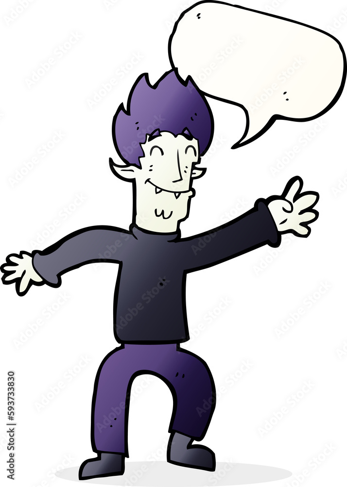 cartoon happy vampire man with speech bubble cartoon happy vampire man with speech bubble