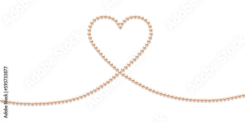 Pearls. Beads. Jewelry. Beautiful vector background. Pearl heart. Garland. Festive decoration.