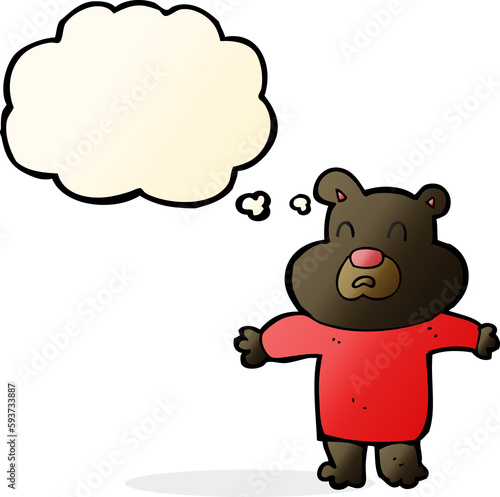 cartoon unhappy black bear  with thought bubble