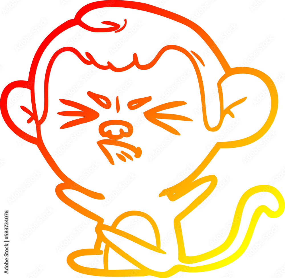 warm gradient line drawing cartoon angry monkey warm gradient line drawing cartoon angry monkey