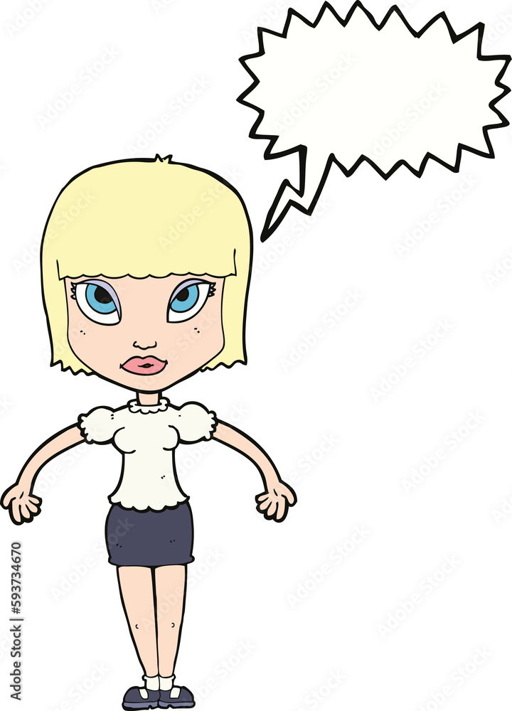 cartoon pretty woman with speech bubble cartoon pretty woman with speech bubble