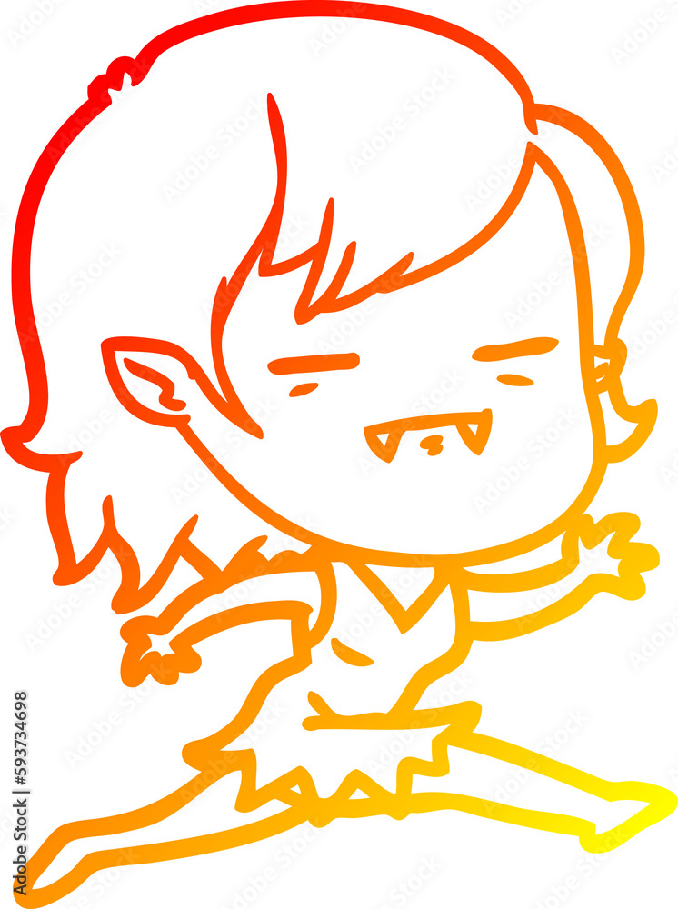 warm gradient line drawing cartoon undead vampire girl warm gradient line drawing cartoon undead vampire girl