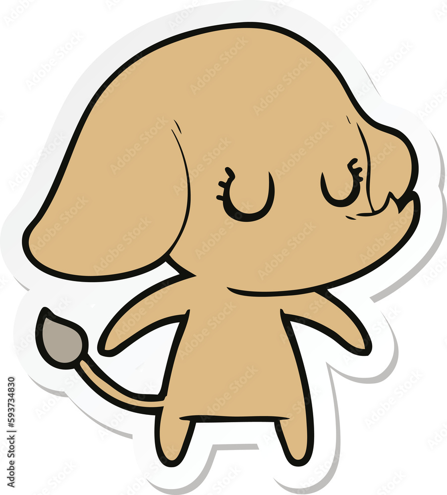 sticker of a cute cartoon elephant sticker of a cute cartoon elephant