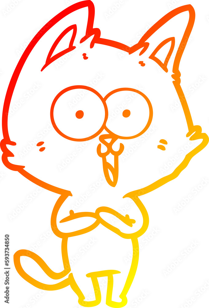 warm gradient line drawing funny cartoon cat warm gradient line drawing funny cartoon cat