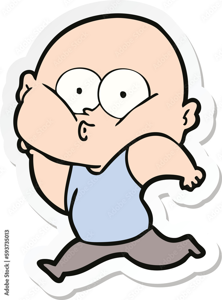 sticker of a cartoon bald man staring sticker of a cartoon bald man staring
