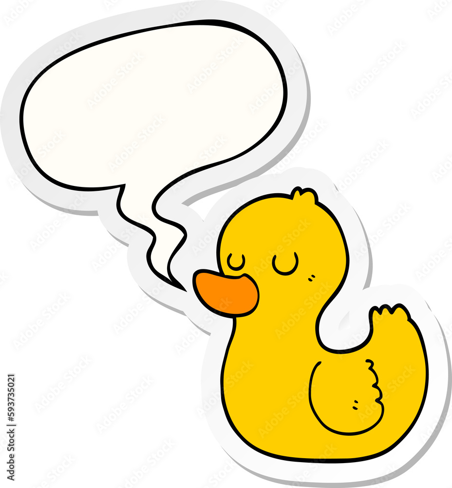 cartoon duck and speech bubble sticker cartoon duck and speech bubble sticker