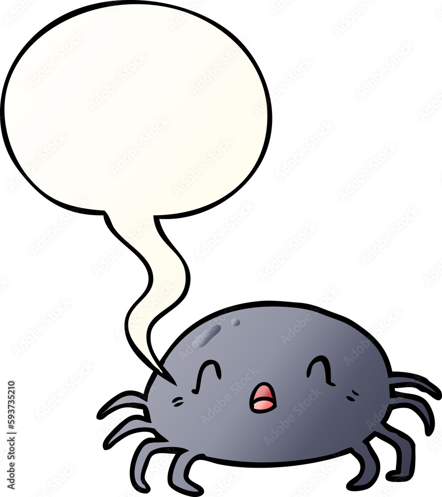 cartoon halloween spider and speech bubble in smooth gradient style cartoon halloween spider and speech bubble in smooth gradient style