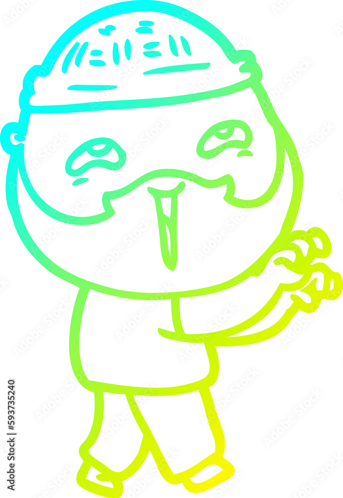 cold gradient line drawing cartoon happy bearded man cold gradient line drawing cartoon happy bearded man
