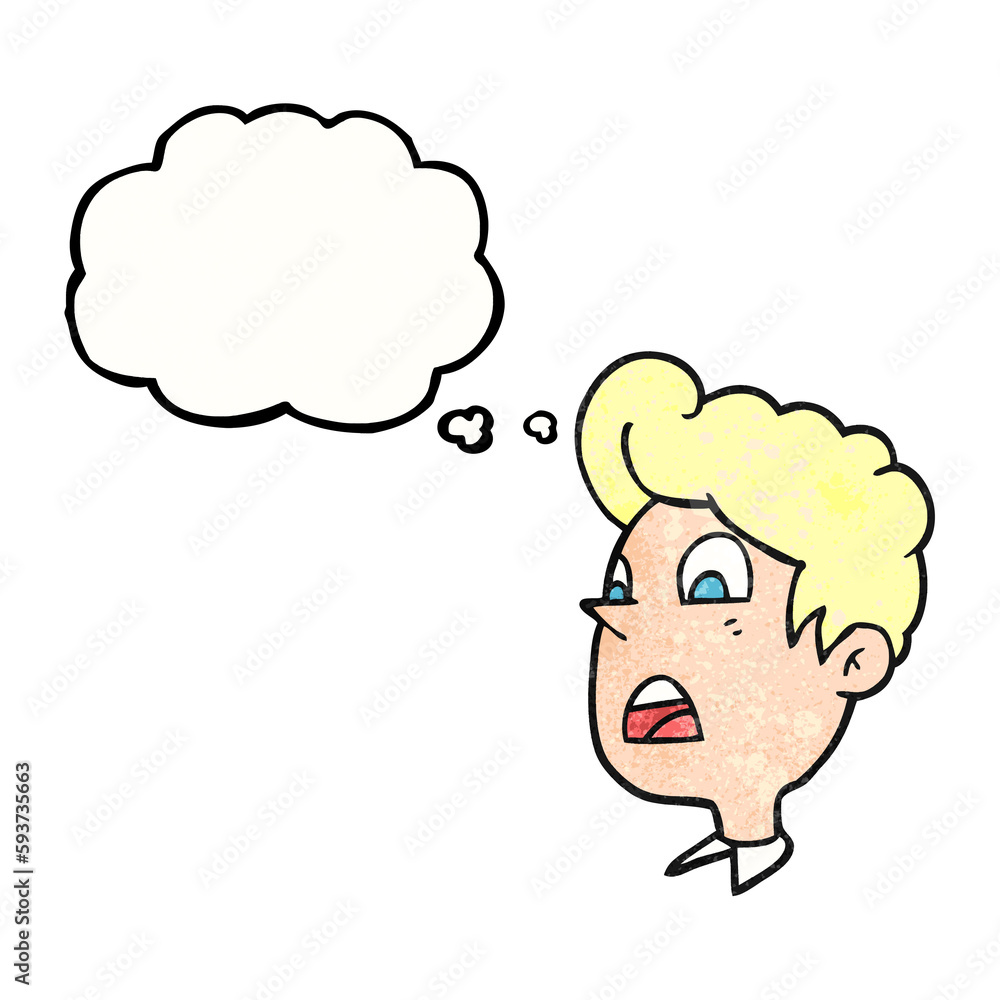 thought bubble textured cartoon shocked man