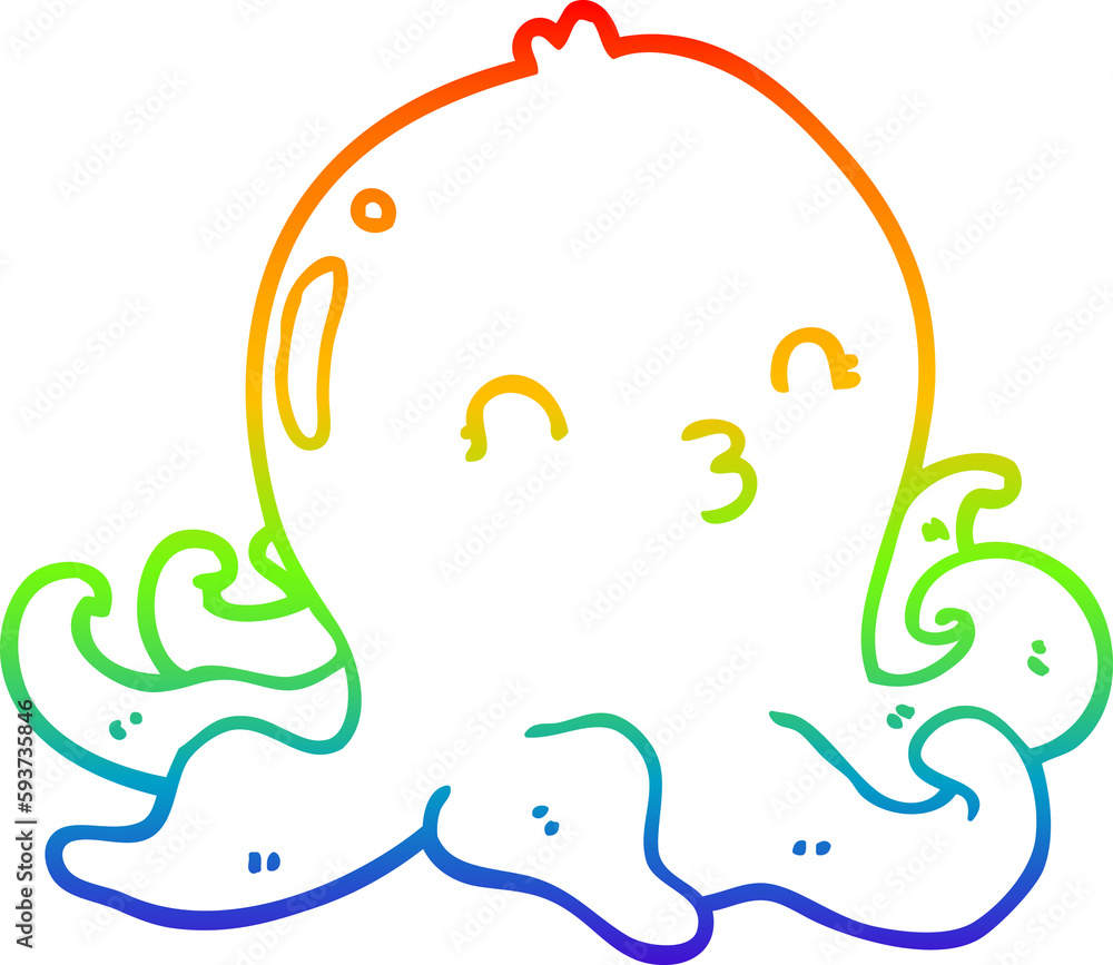 rainbow gradient line drawing cartoon octopus rainbow gradient line drawing cartoon octopus
