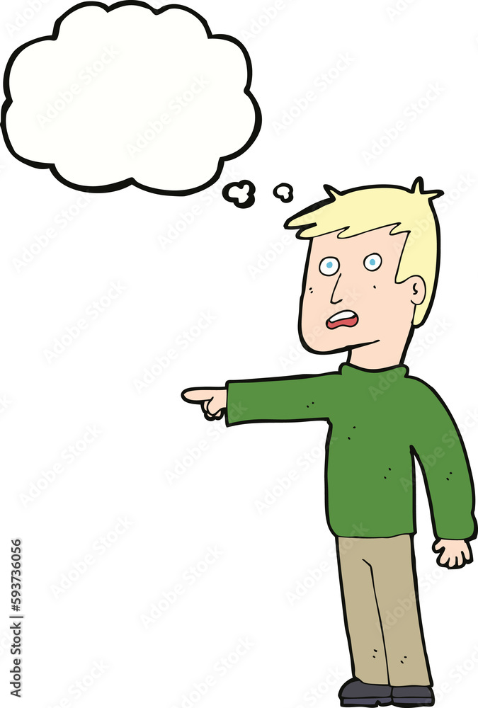 cartoon pointing man with thought bubble cartoon pointing man with thought bubble