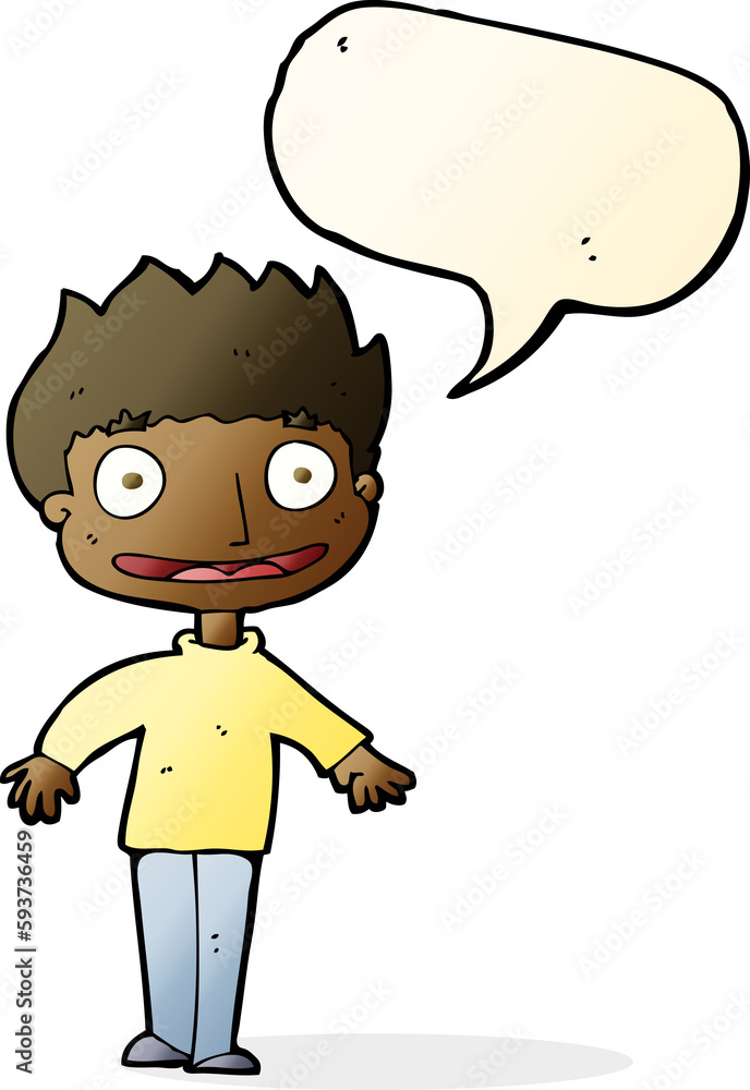 cartoon excited boy with speech bubble cartoon excited boy with speech bubble