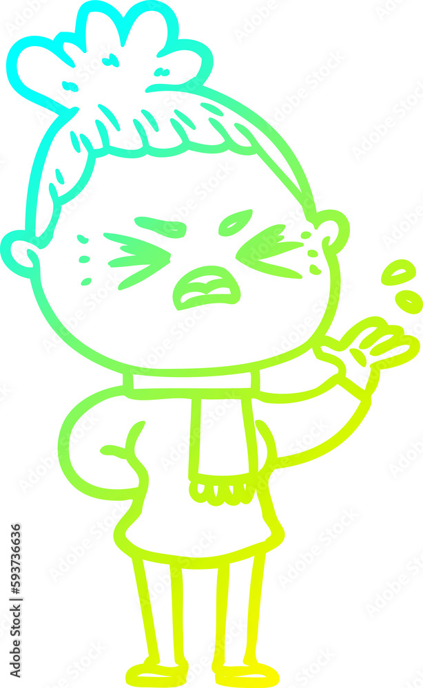 cold gradient line drawing cartoon angry woman cold gradient line drawing cartoon angry woman