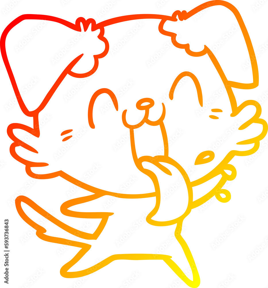 warm gradient line drawing cartoon panting dog warm gradient line drawing cartoon panting dog
