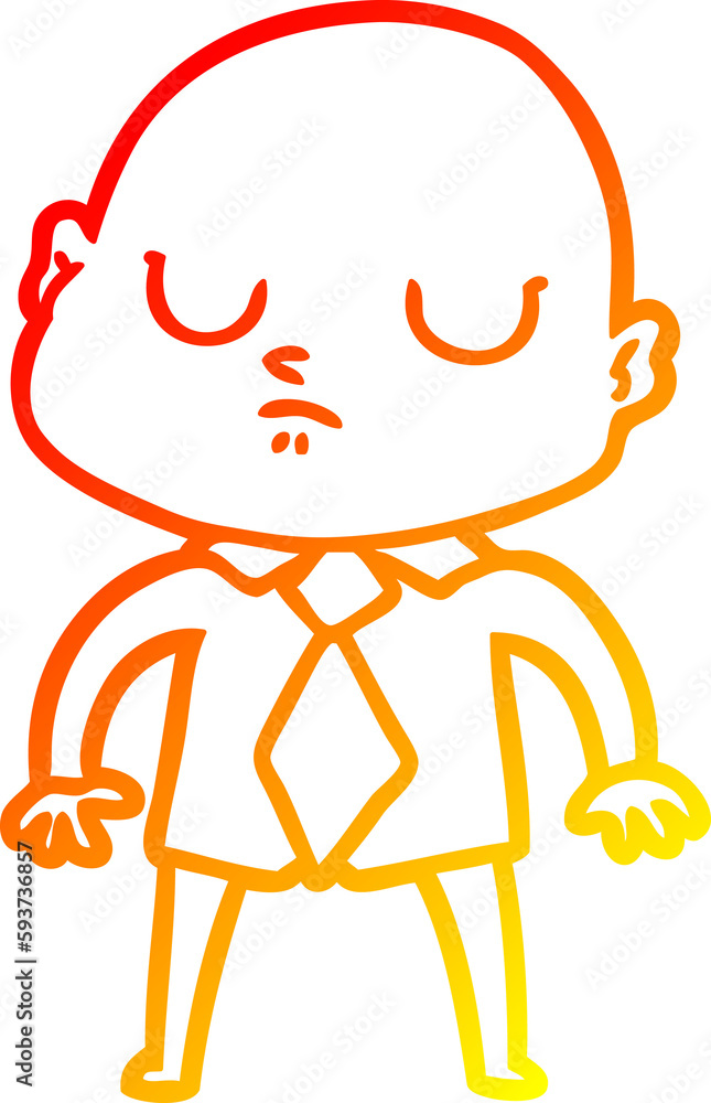 warm gradient line drawing cartoon bald man warm gradient line drawing cartoon bald man