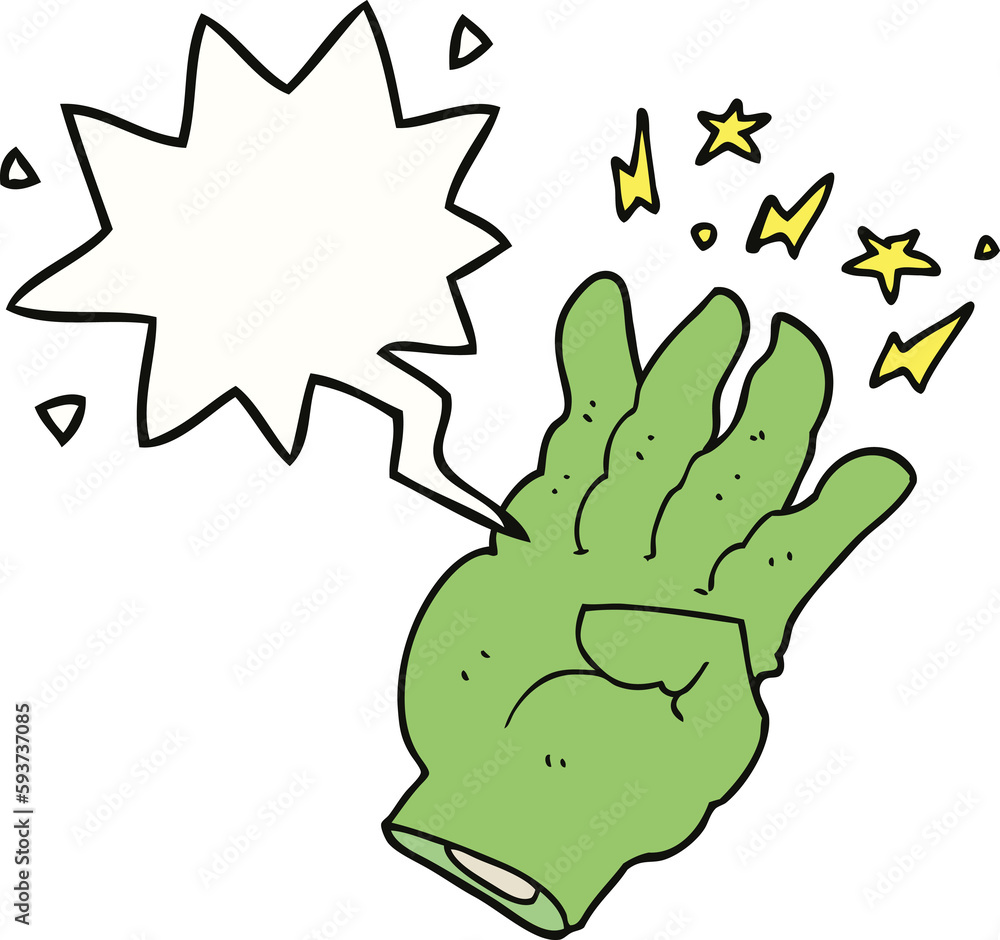 Fototapeta premium cartoon spooky magic hand and speech bubble