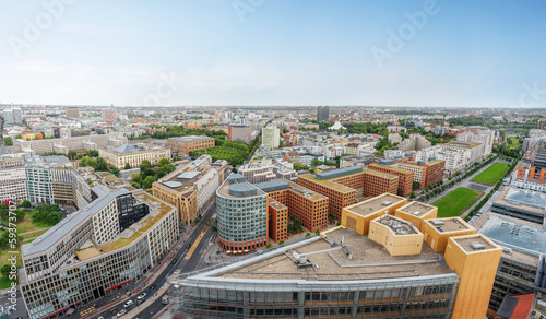 Schilderij op canvas Panoramic aerial view of Kreuzberg and buildings around Potsdamer Platz - Berlin