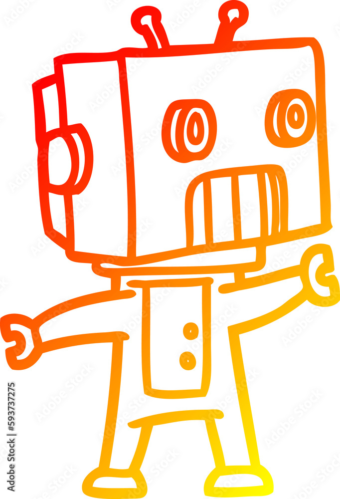 warm gradient line drawing cartoon robot warm gradient line drawing cartoon robot