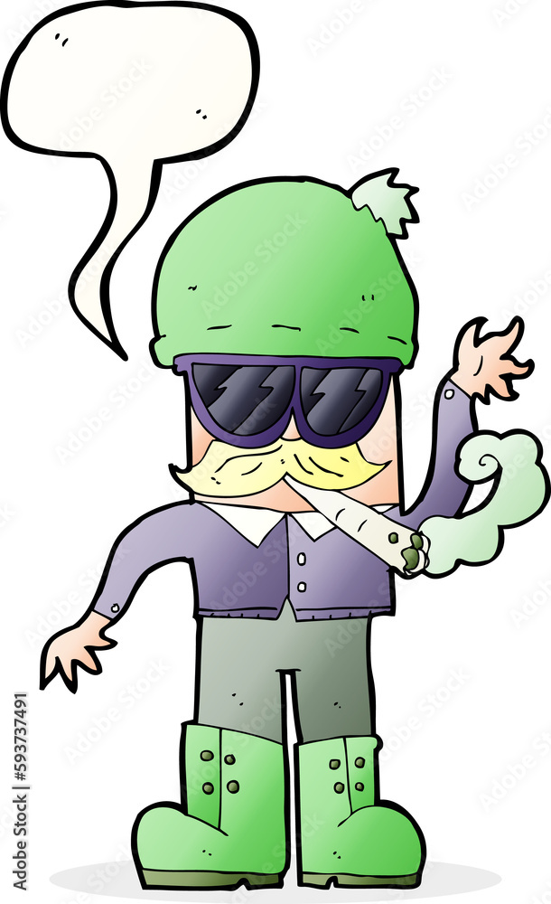 cartoon man smoking pot with speech bubble cartoon man smoking pot with speech bubble