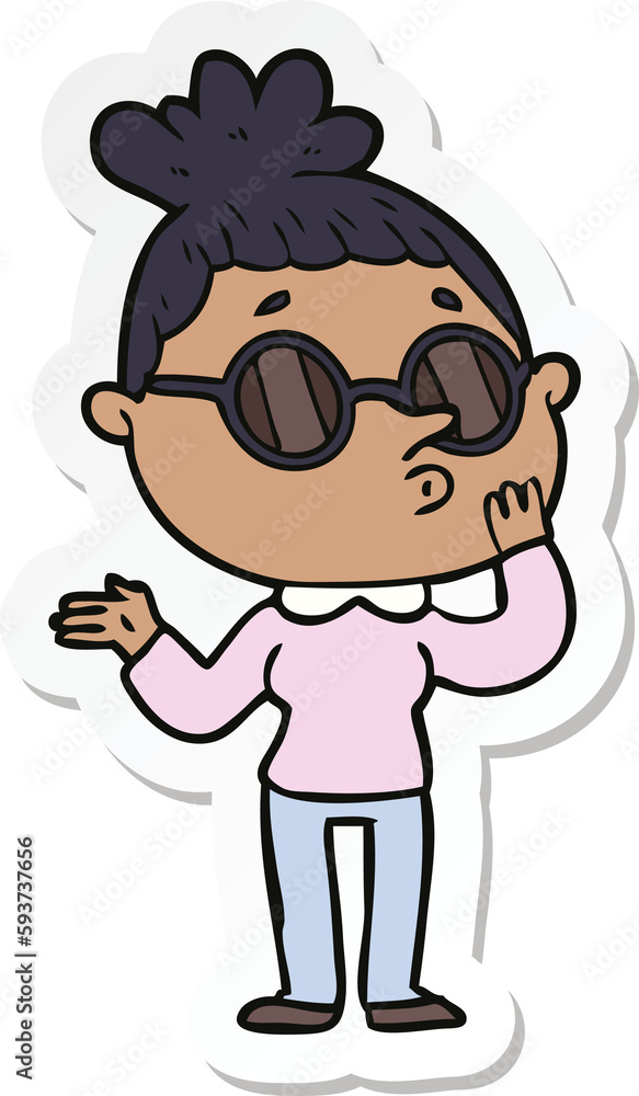 sticker of a cartoon woman wearing sunglasses sticker of a cartoon woman wearing sunglasses