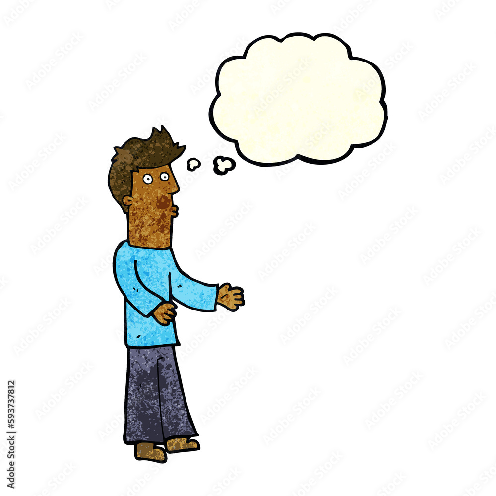 cartoon man explaining with thought bubble cartoon man explaining with thought bubble