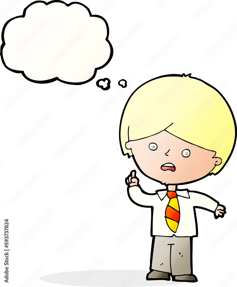 cartoon worried school boy raising hand with thought bubble cartoon worried school boy raising hand with thought bubble