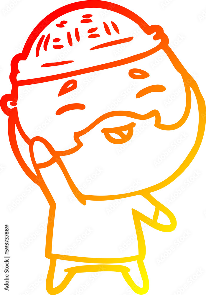 warm gradient line drawing cartoon happy bearded man warm gradient line drawing cartoon happy bearded man