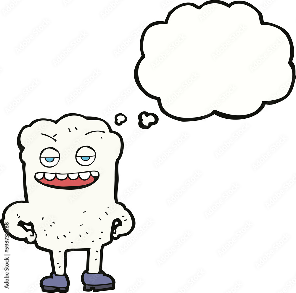 cartoon tooth looking smug with thought bubble cartoon tooth looking smug with thought bubble