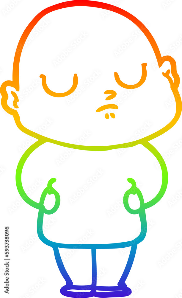 rainbow gradient line drawing cartoon bald man rainbow gradient line drawing cartoon bald man