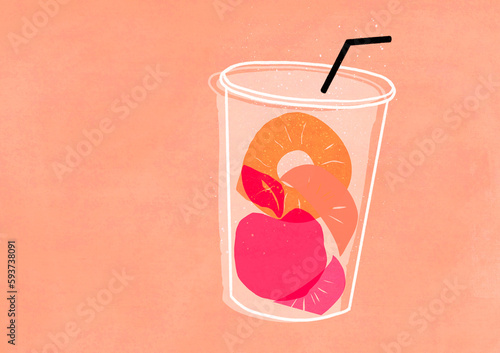 Smoothie with fruit drink digital art