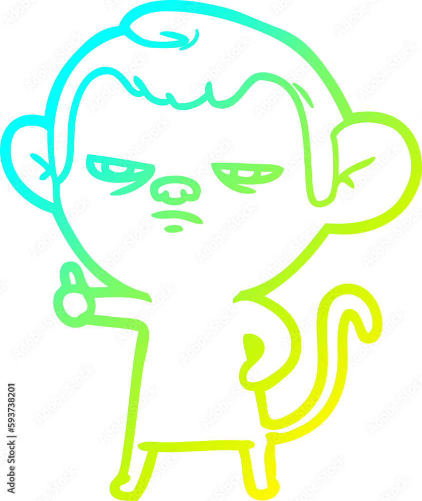 cold gradient line drawing cartoon annoyed monkey cold gradient line drawing cartoon annoyed monkey