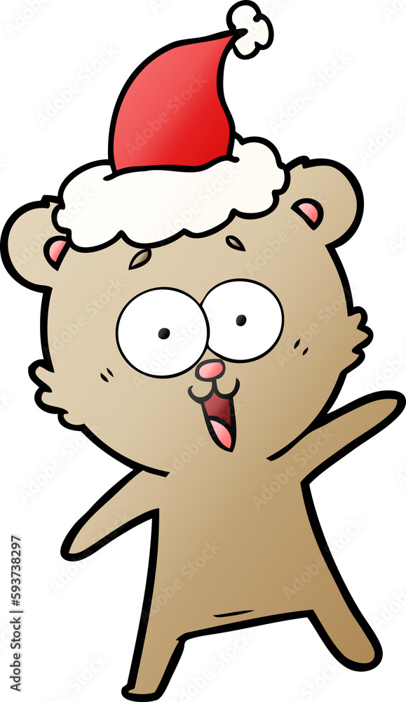 laughing teddy bear gradient cartoon of a wearing santa hat laughing teddy bear gradient cartoon of a wearing santa hat