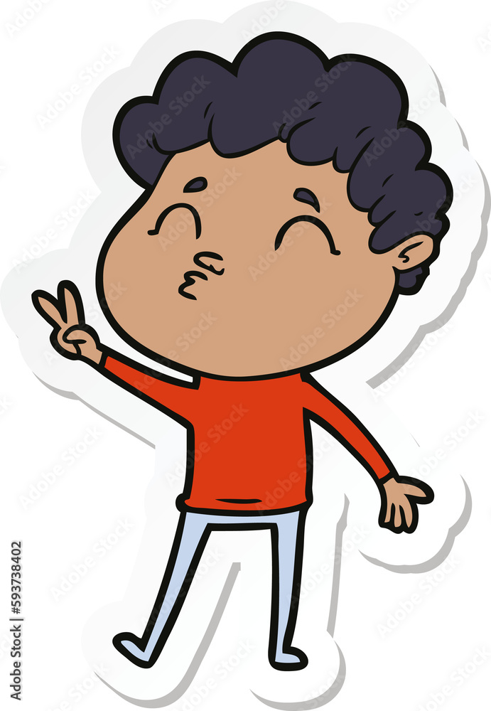 sticker of a cartoon man pouting sticker of a cartoon man pouting