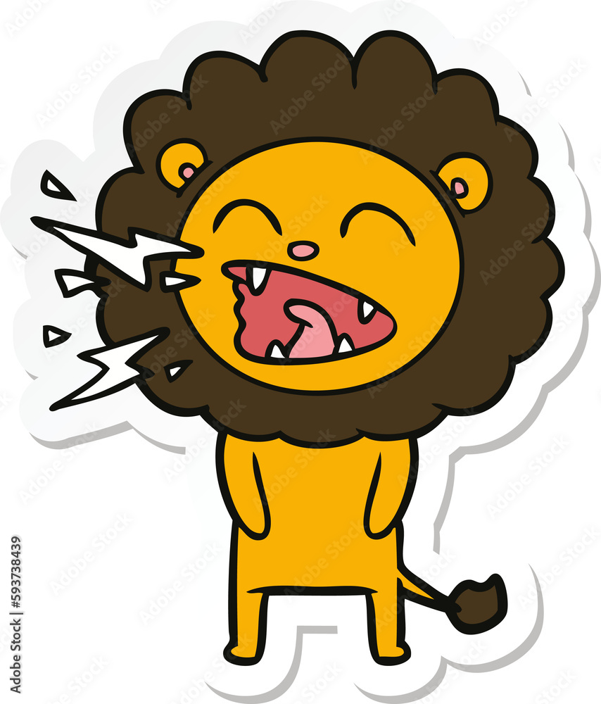 sticker of a cartoon roaring lion sticker of a cartoon roaring lion