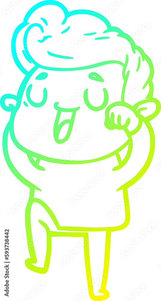 cold gradient line drawing happy cartoon man cold gradient line drawing happy cartoon man