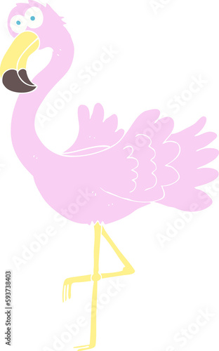 flat color illustration of a cartoon flamingo