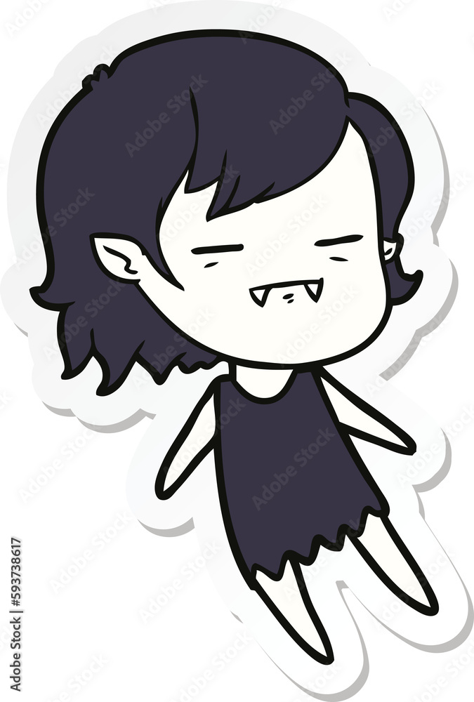 sticker of a cartoon undead vampire girl flying sticker of a cartoon undead vampire girl flying