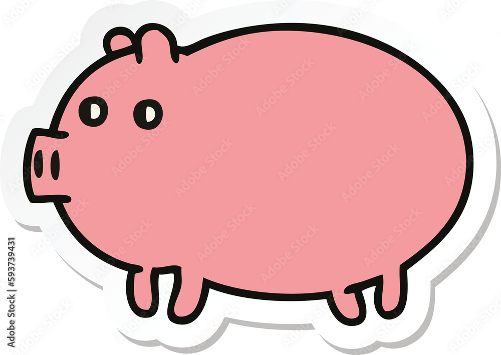 sticker of a cute cartoon fat pig sticker of a cute cartoon fat pig