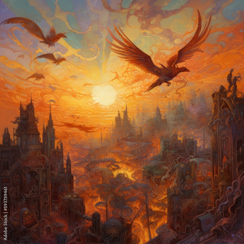 Naklejka premium Landscape of towering crystalline structures