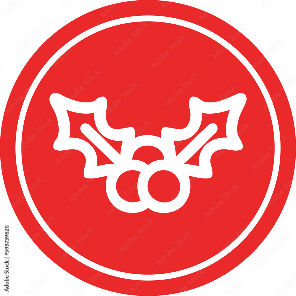 christmas holly circular icon christmas holly circular icon