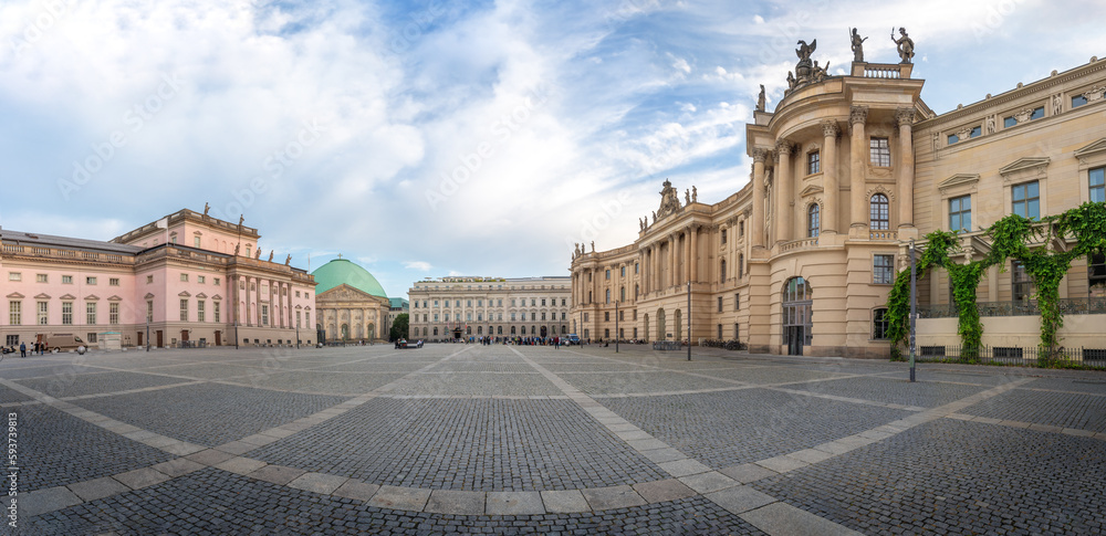 Panoramic view of Bebelplatz Square with Berlin State Opera, St. Hedwig Cathedral and Old Royal Library - Berlin, Germany