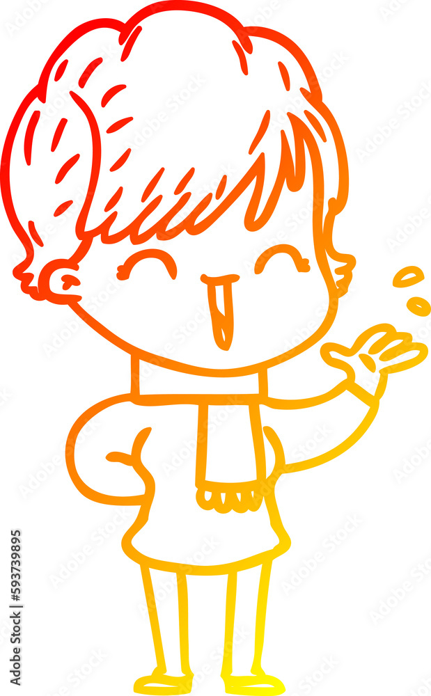 warm gradient line drawing cartoon laughing woman warm gradient line drawing cartoon laughing woman