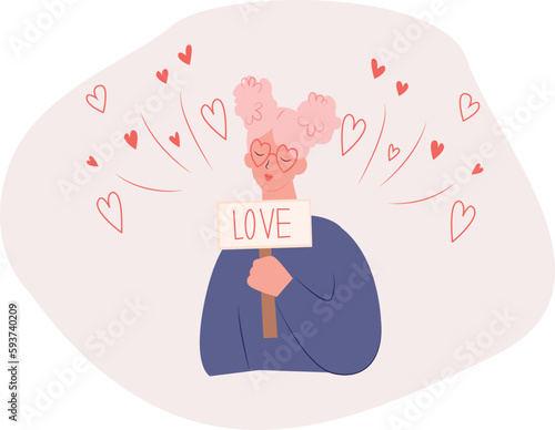 Valentine's Day. valentine's day girl illustration
