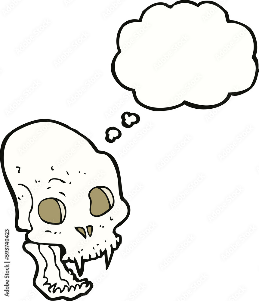 cartoon spooky vampire skull with thought bubble cartoon spooky vampire skull with thought bubble