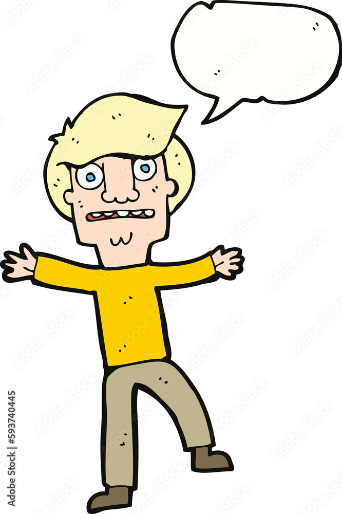 cartoon boy panicking with speech bubble cartoon boy panicking with speech bubble