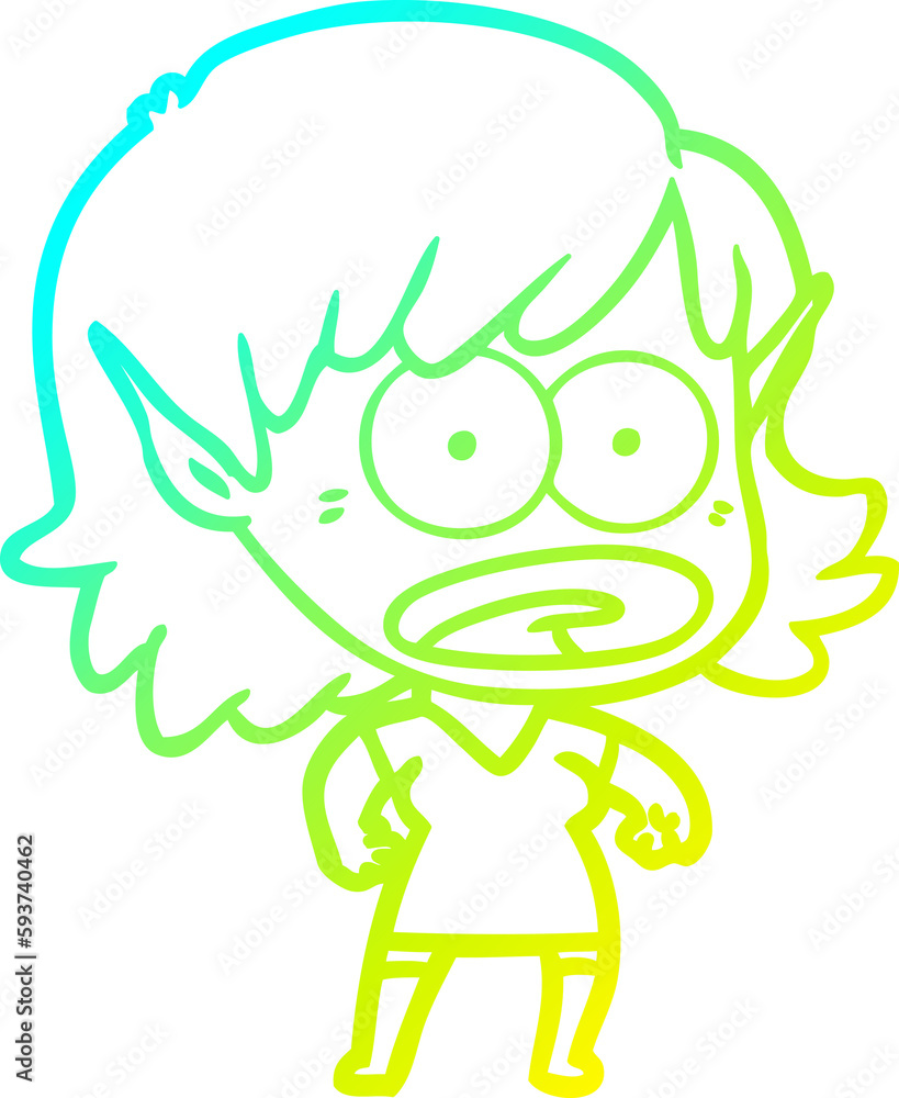 cold gradient line drawing cartoon shocked elf girl cold gradient line drawing cartoon shocked elf girl