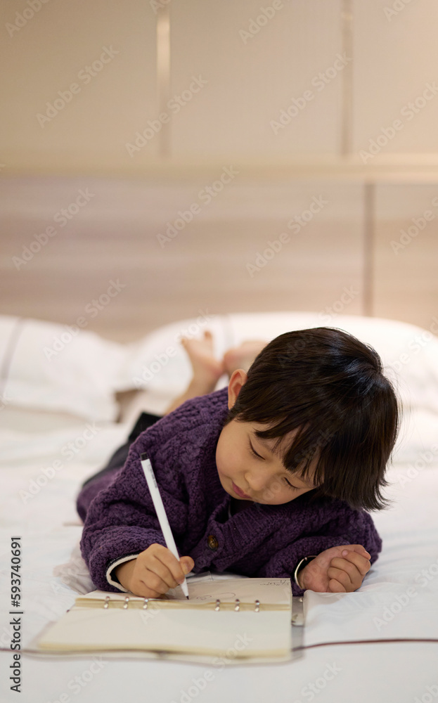 Asian little boy drawing at home Asian little boy drawing at home