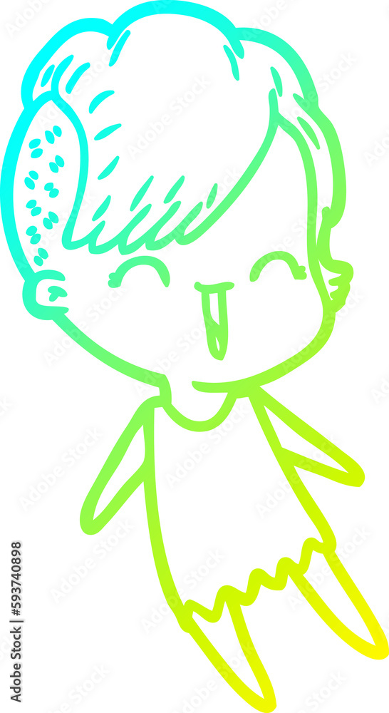 cold gradient line drawing cartoon happy hipster girl cold gradient line drawing cartoon happy hipster girl