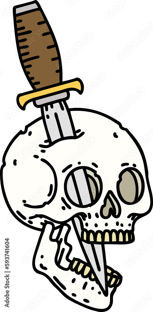 traditional tattoo of a skull and dagger
